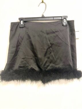 Forever 21 Black Satin Mini Skirt with Back Zip